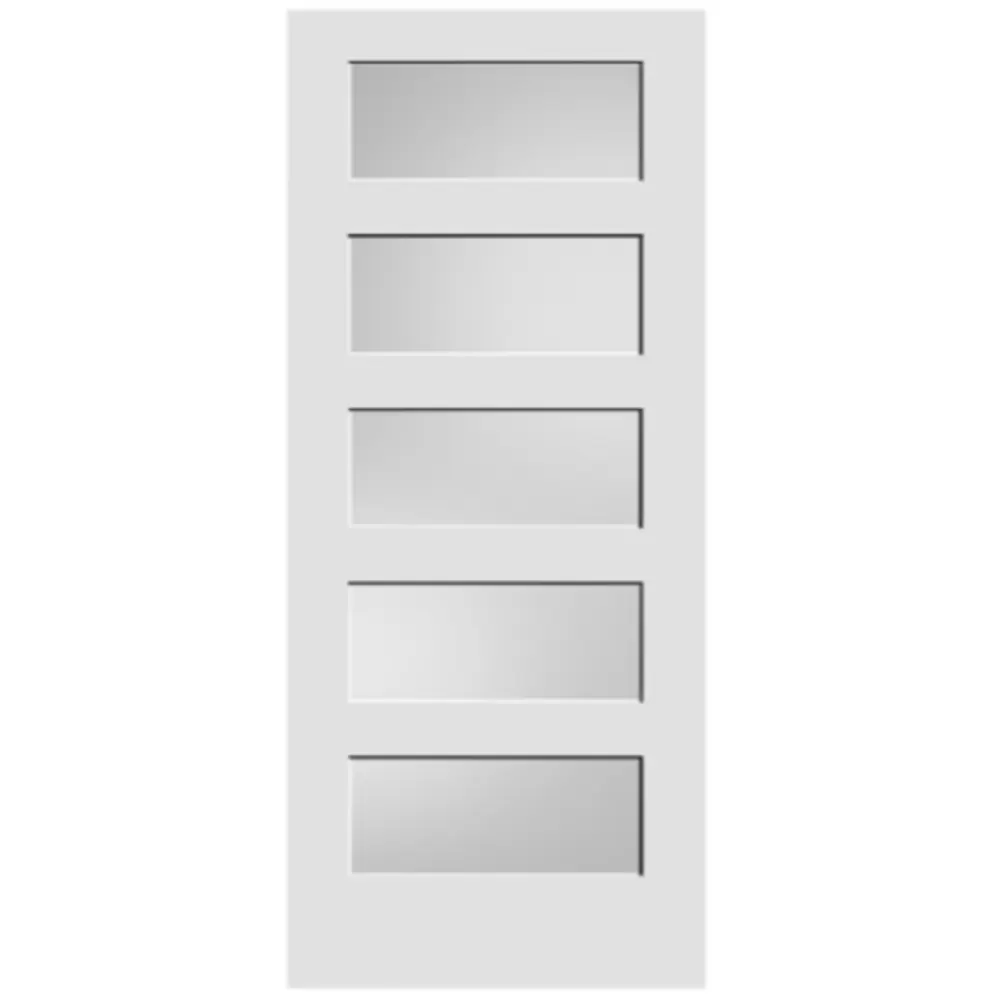 5 Panel Solid Core Door (Frosted Glass) 80” height